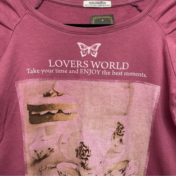 NWT Zara Trafaluc Pink Graphic T Shirt Size Small - Picture 6 of 13